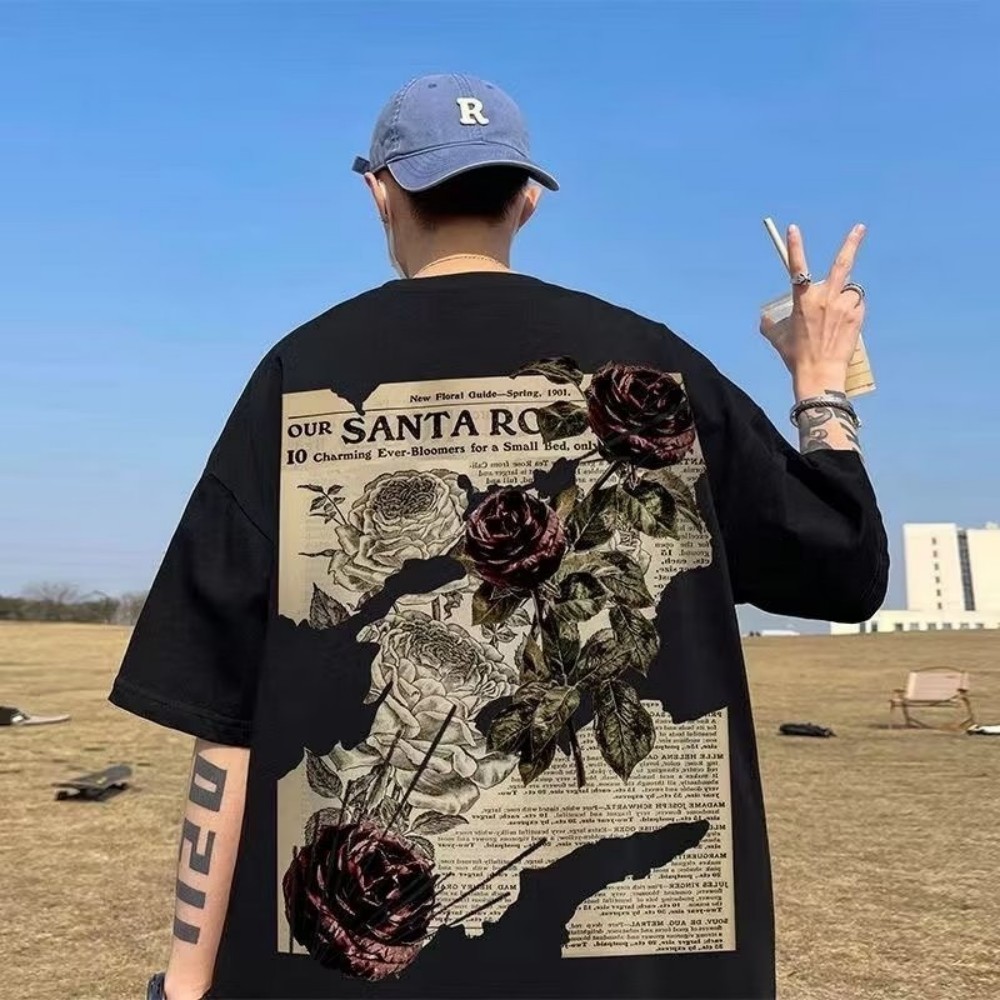 Street Fashion Urban - T-shirt girocollo traspirante da uomo moda
