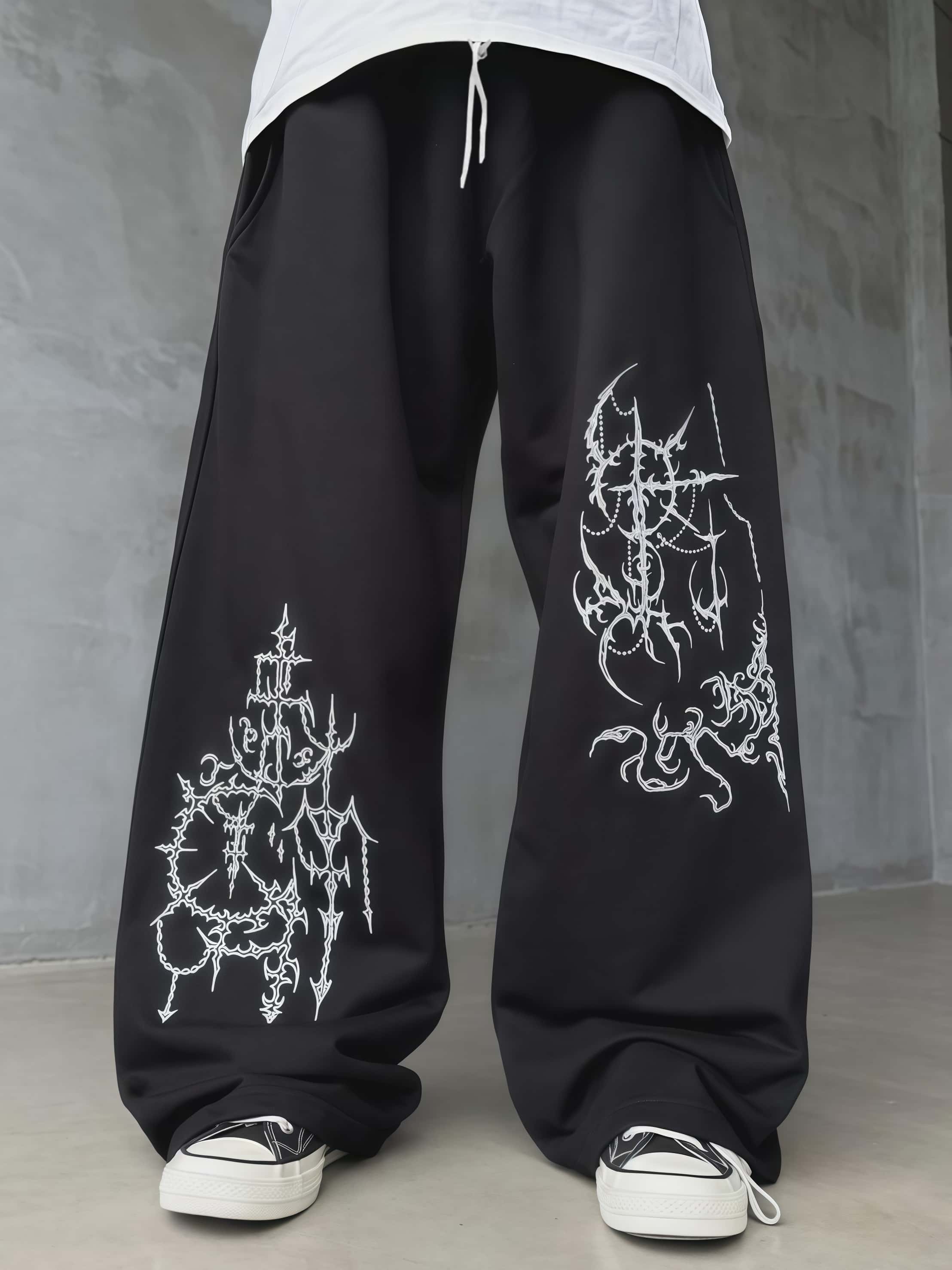 Street Fashion Asian Men - Pantaloni Larghi Casual Unisex Stile Street
