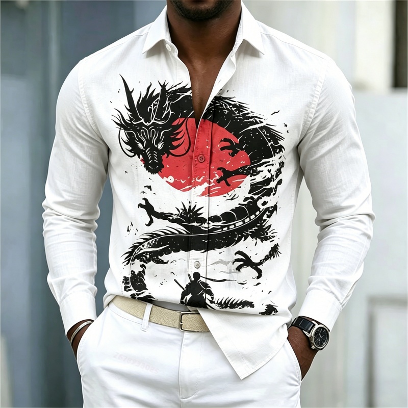 Street Fashion For Man - Camicia da uomo 2026 nuova, bianca,