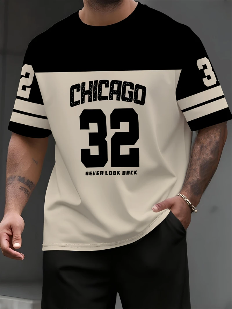 Street Fashion Chicago - T-shirt da uomo con stampa numero