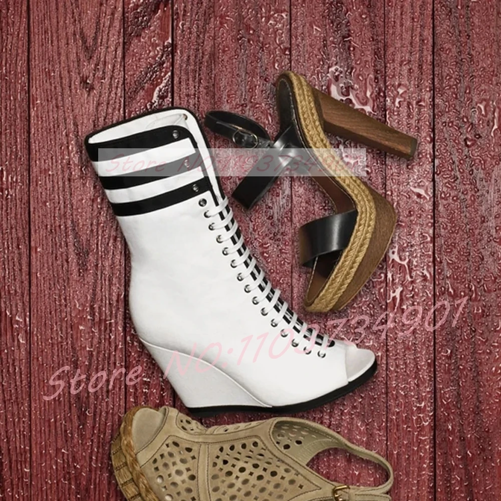 Stivali con zeppa neri a righe - Street Fashion Events recensione e prezzo